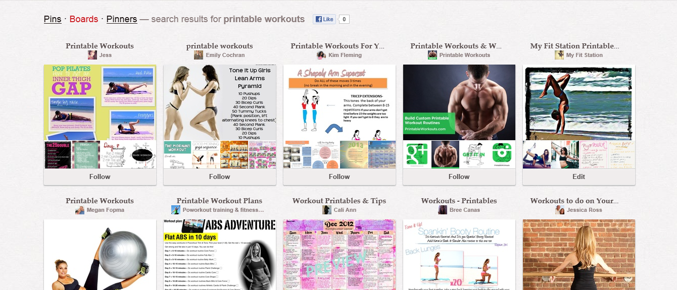 pinterest printable workout boards